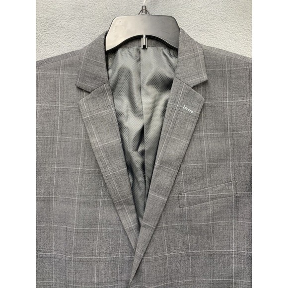 BOCACCIO UOMO Sports Coat 46R Solid Gray Formal Cross Hatch Blazer Suit Jacket - Picture 10 of 16